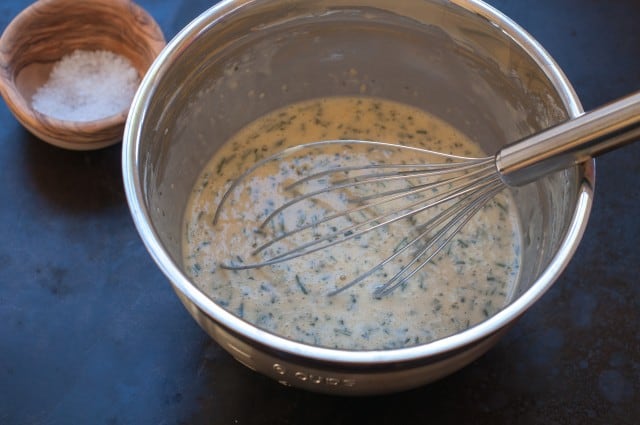 Popover batter with minced rosemary