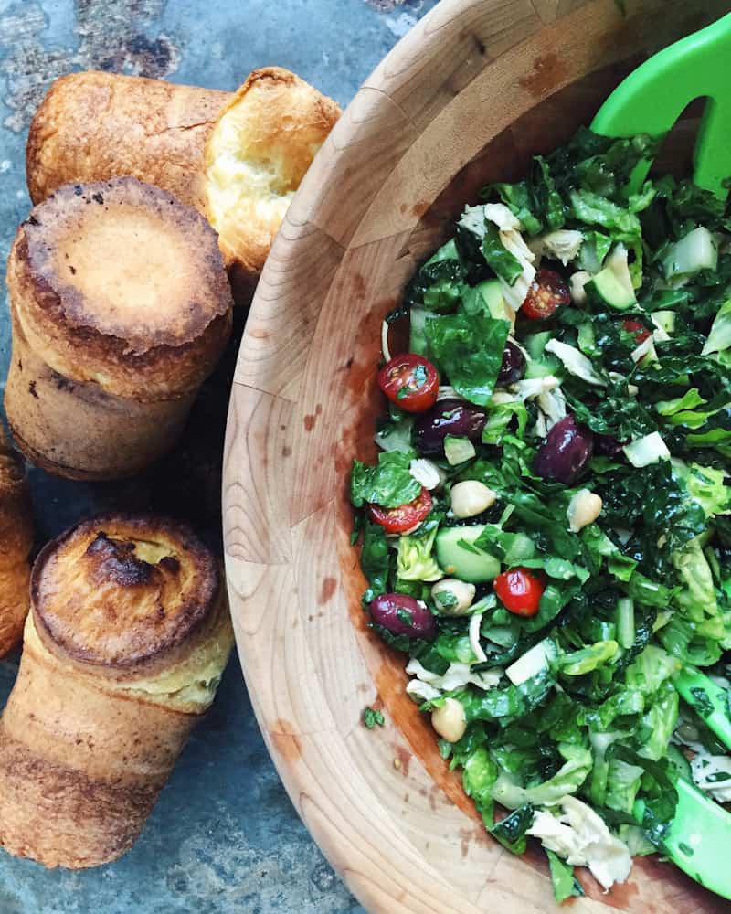 Popovers with fattoush salad