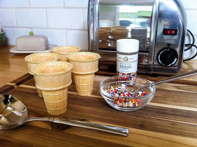 Cones prepped for ice cream