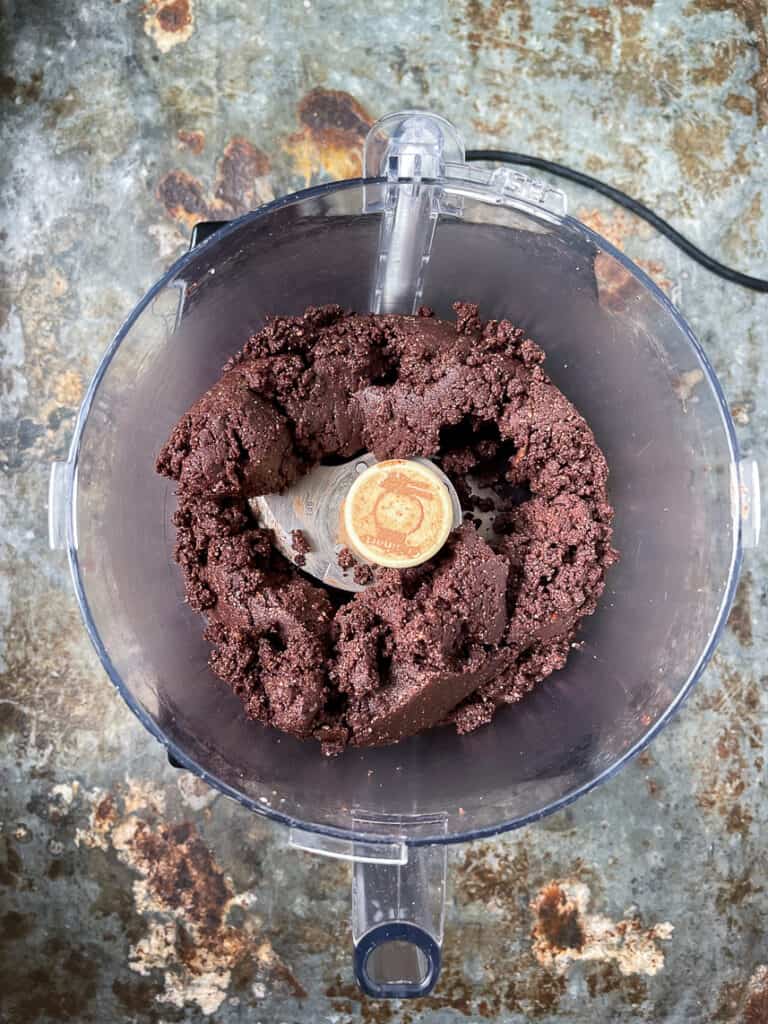 Raw cacao ball mixture blended.