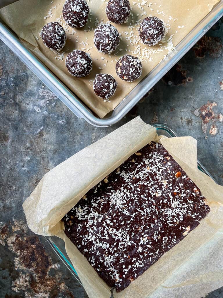 raw cacao energy balls and brownies