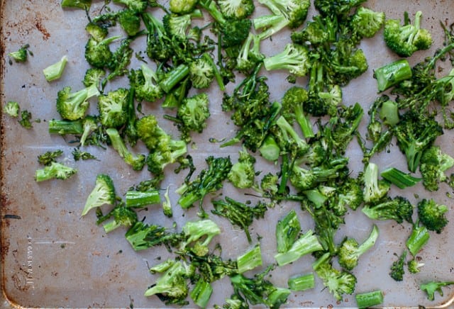 Roasted broccoli pieces