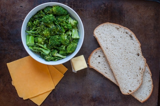 Ingredients- roasted broccoli grilled cheese