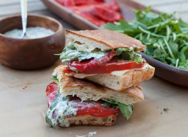 roasted red pepper panini with cilantro lime mayo2
