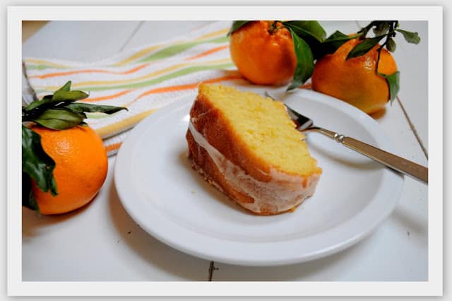 Slice of tangerine bundt cake