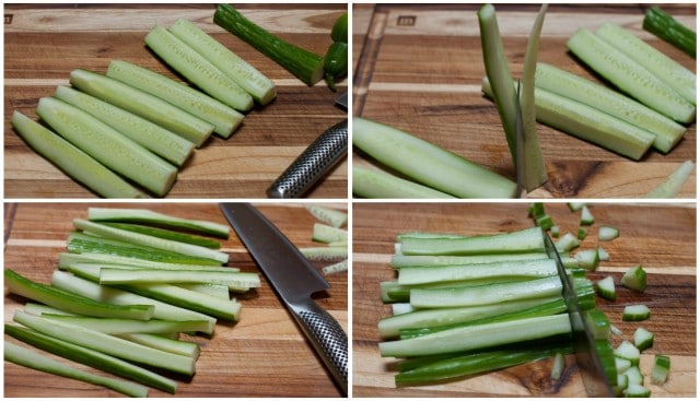 slicing a cucumber