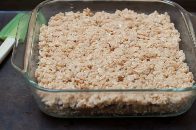 Top layer of rice crispy bars 