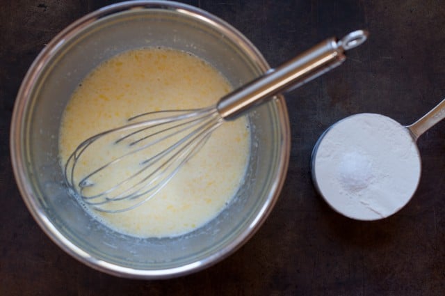 Whisking milk and eggs