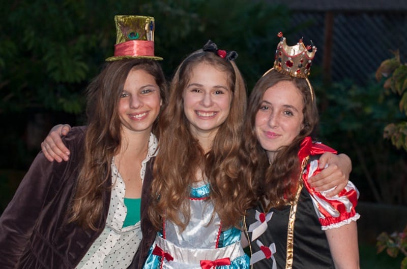 Young girls dressed for halloween