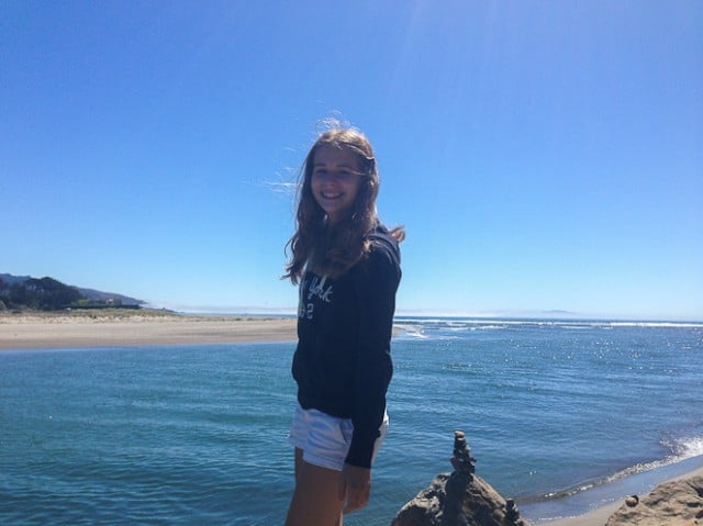 Zoe with ocean in background